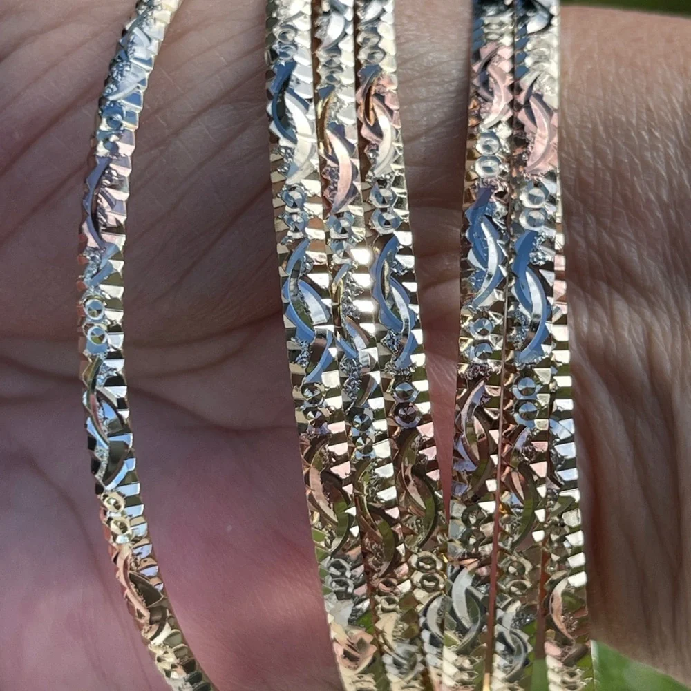 Chic Gold and Silver Textured Bangles - Picture 6 of 14